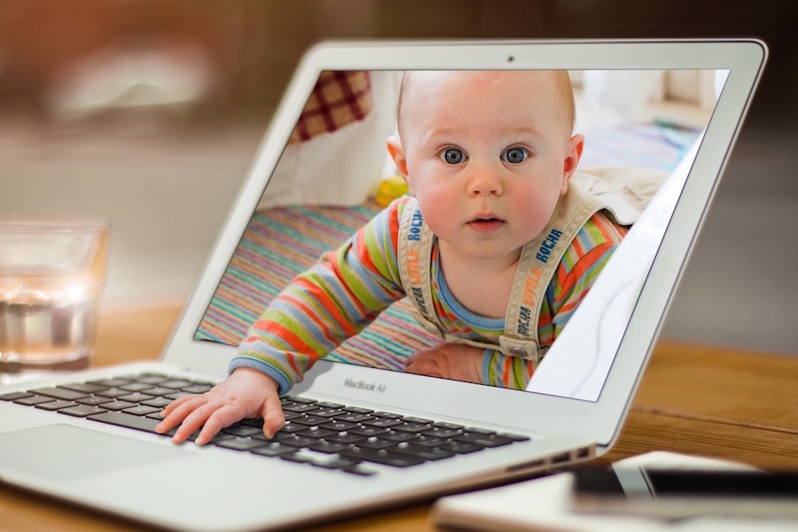 Save-A-Little_Life-Virtual-Classes-image-by-gimp-workshop-on pixabay-900x600 Shows an image of a baby crawling out of a computer screen